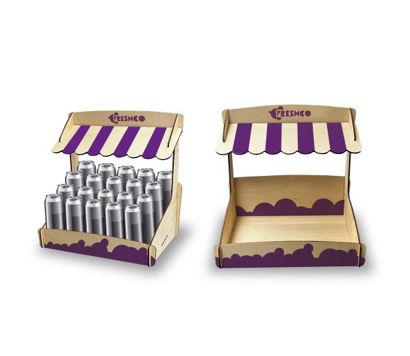 Houten toonbankdisplay met luifel